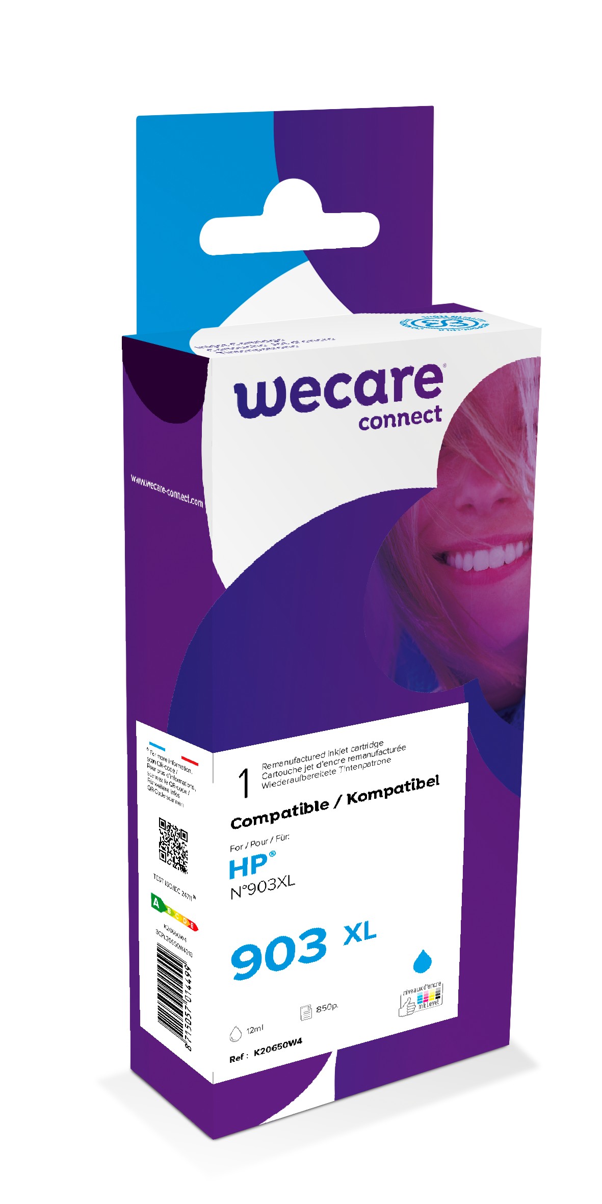 WECARE ARMOR ink kompatibilný s HP T6M03AE, modrá/ cyan