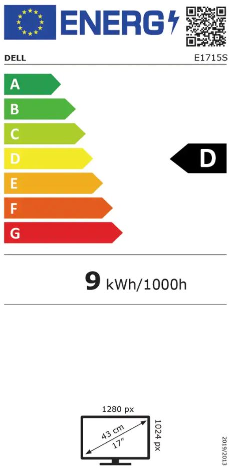 Dell/ E1715S/ 17, 0"/ TN/ 1280x1024/ 60Hz/ 5ms/ Black/ 3RNBD 