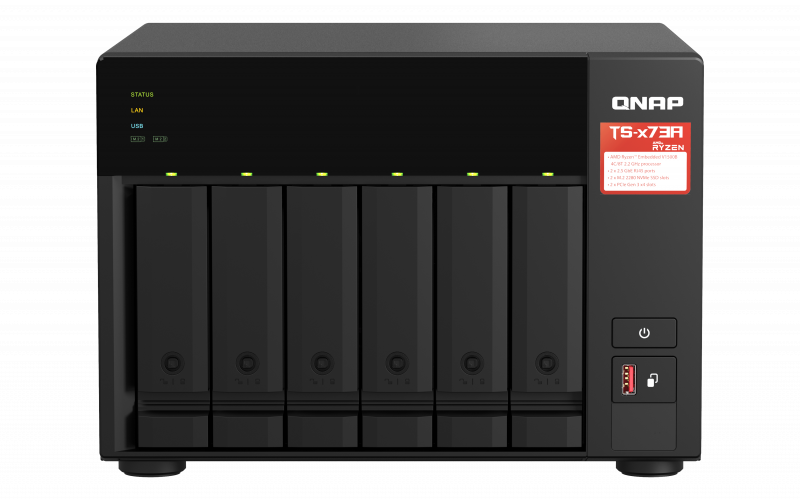 QNAP TS-673A-8G (Ryzen 2, 2GHz / 8GB RAM / 6x SATA / 2x M.2 NVMe slot / 2x 2, 5GbE / 2x PCIe / 4x USB)