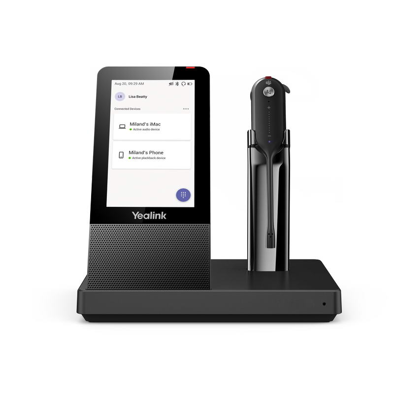 Yealink WH67 DECT základňa s dotykovým LCD as náhlavnou súpravou do jedného ucha pre Teams 