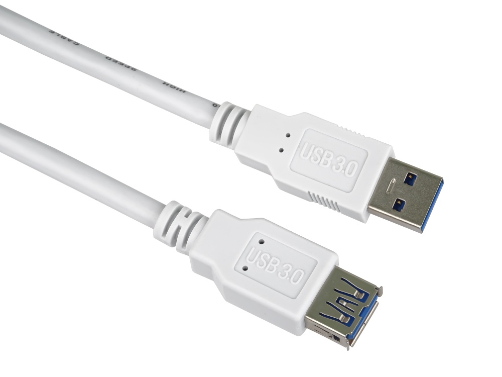 PremiumCord Predlžovací kábel USB 3.0 Super-speed 5Gbps A-A, MF, 9pin, 1m biela 