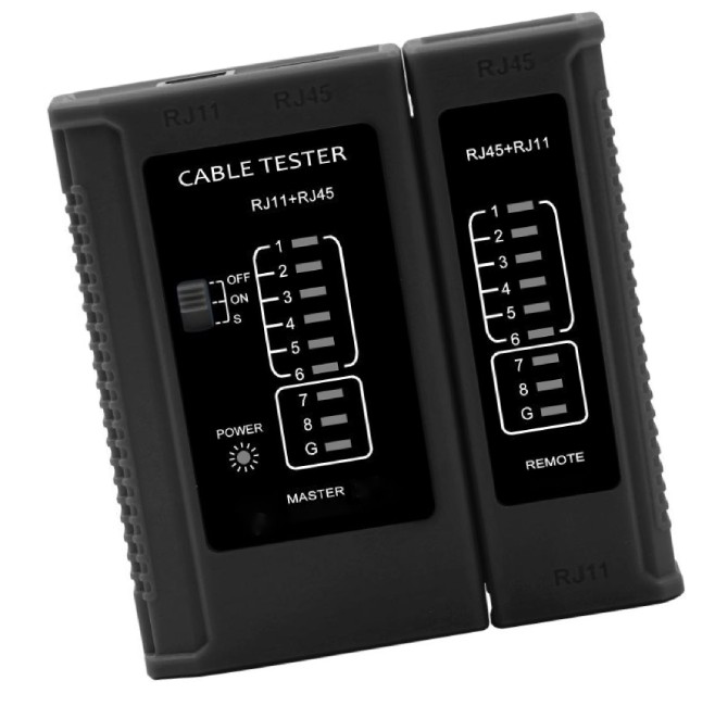 W-Star Tester UTP WS468BK,  RJ45, RJ11, STP, Cat5e, Cat7, celočerný