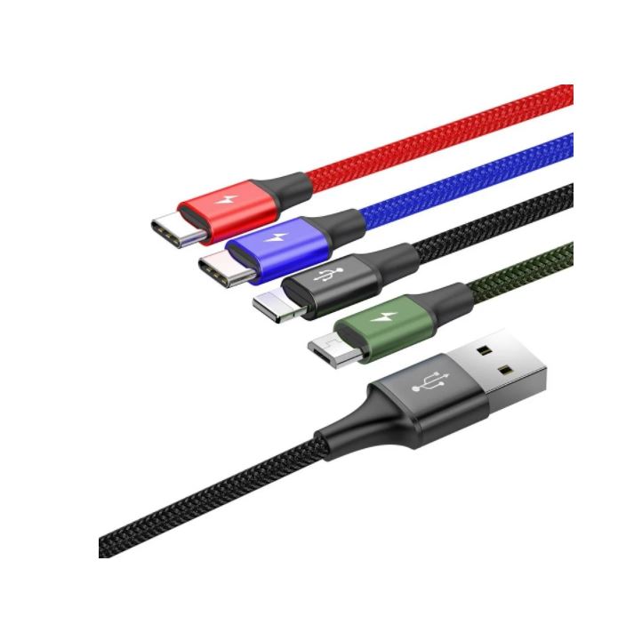 Baseus CA1T4-B01 Fast 4in1 Kábel Lightning, 2x USB-C, MicroUSB 3.5A 1.2m Black 