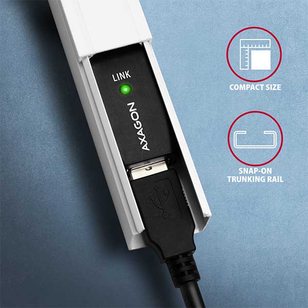 AXAGON ADR-210, USB 2.0 A-M -> A-F aktívny predlžovací / repeater kábel, 10m 