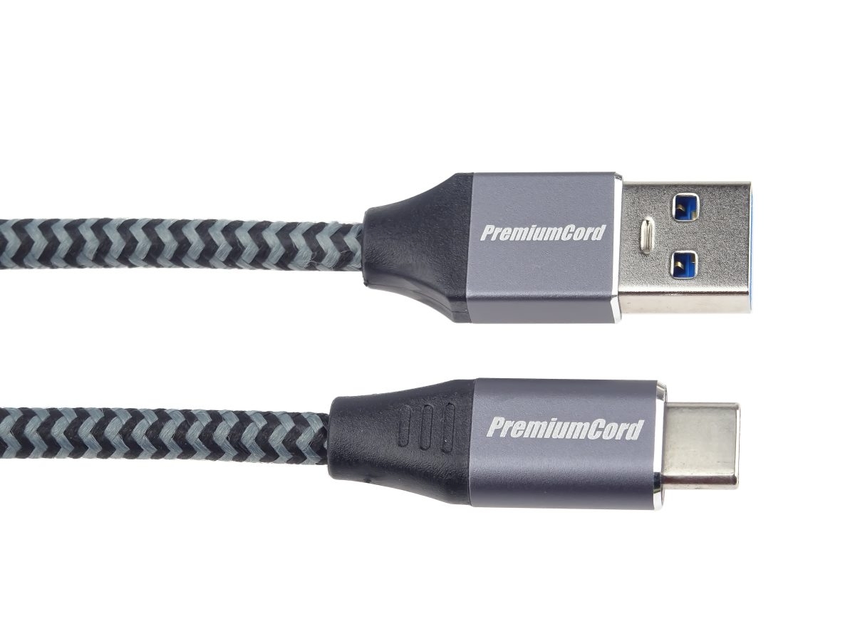 PremiumCord kábel USB-C - USB 3.0 A (USB 3.1 generation 1, 3A, 5Gbit/ s) 1m oplet 