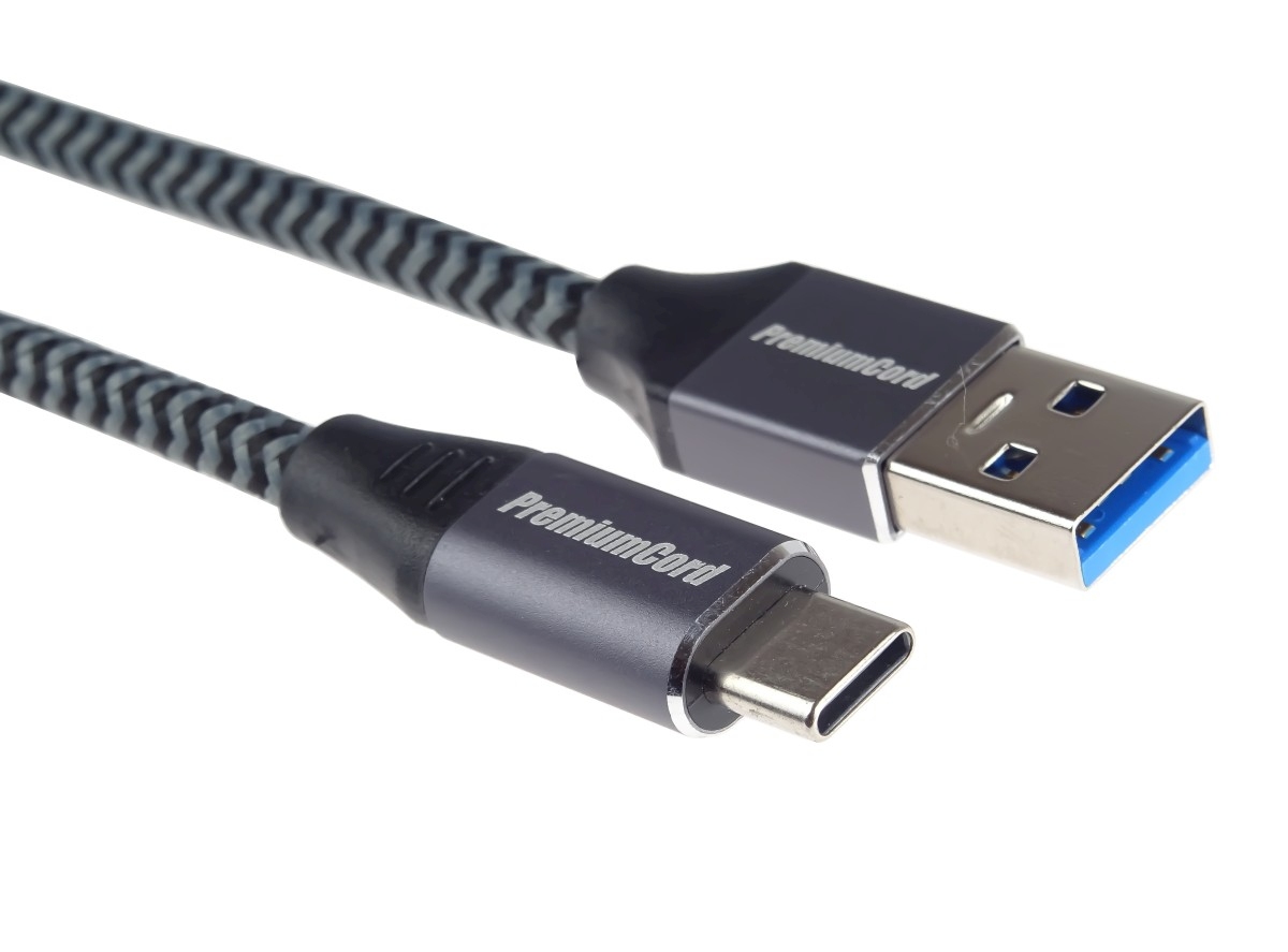 PremiumCord kábel USB-C - USB 3.0 A (USB 3.1 generation 1, 3A, 5Gbit/ s) 0, 5m oplet 