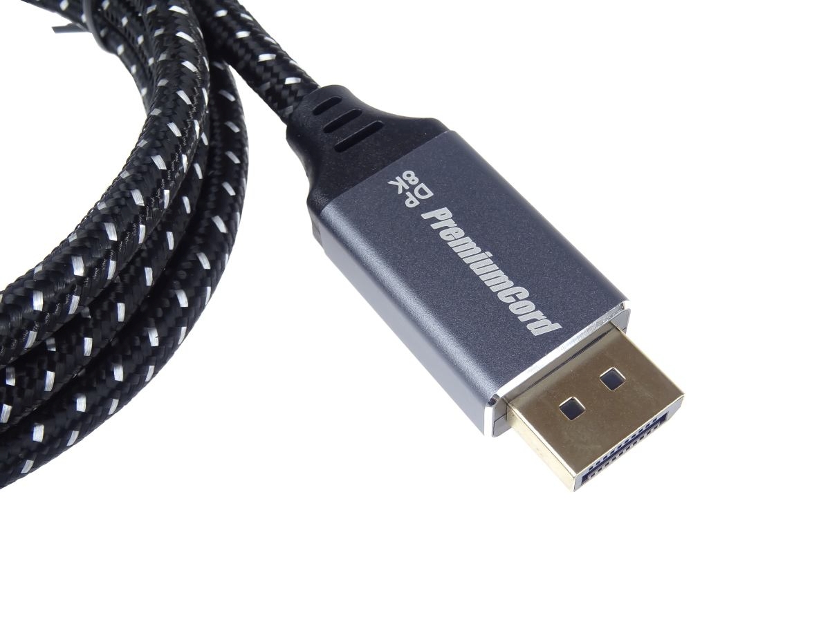 PremiumCord DisplayPort 1.4 prípojný kábel, kovové a pozlátené konektory, 1, 5m 