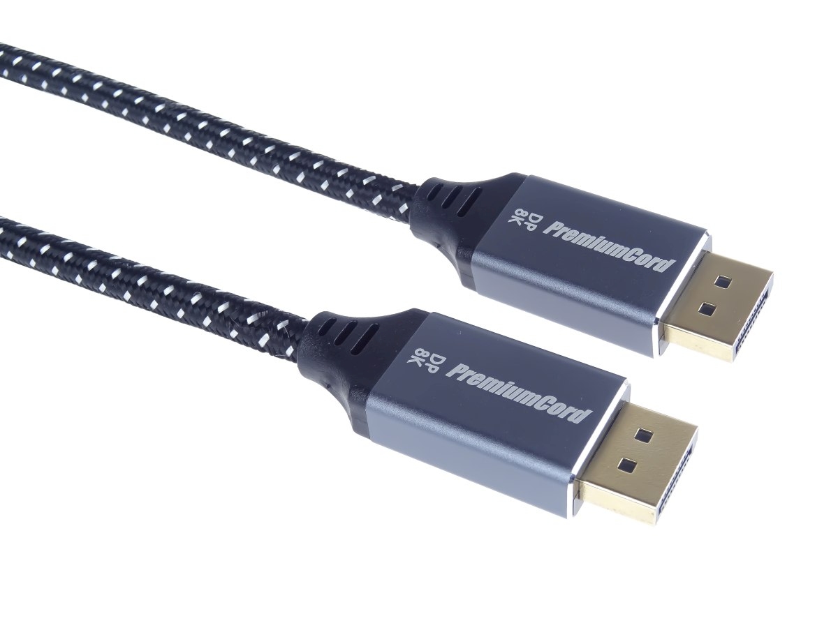 PremiumCord DisplayPort 1.4 přípojný kabel, kovové a zlacené konektory, 1, 5m 