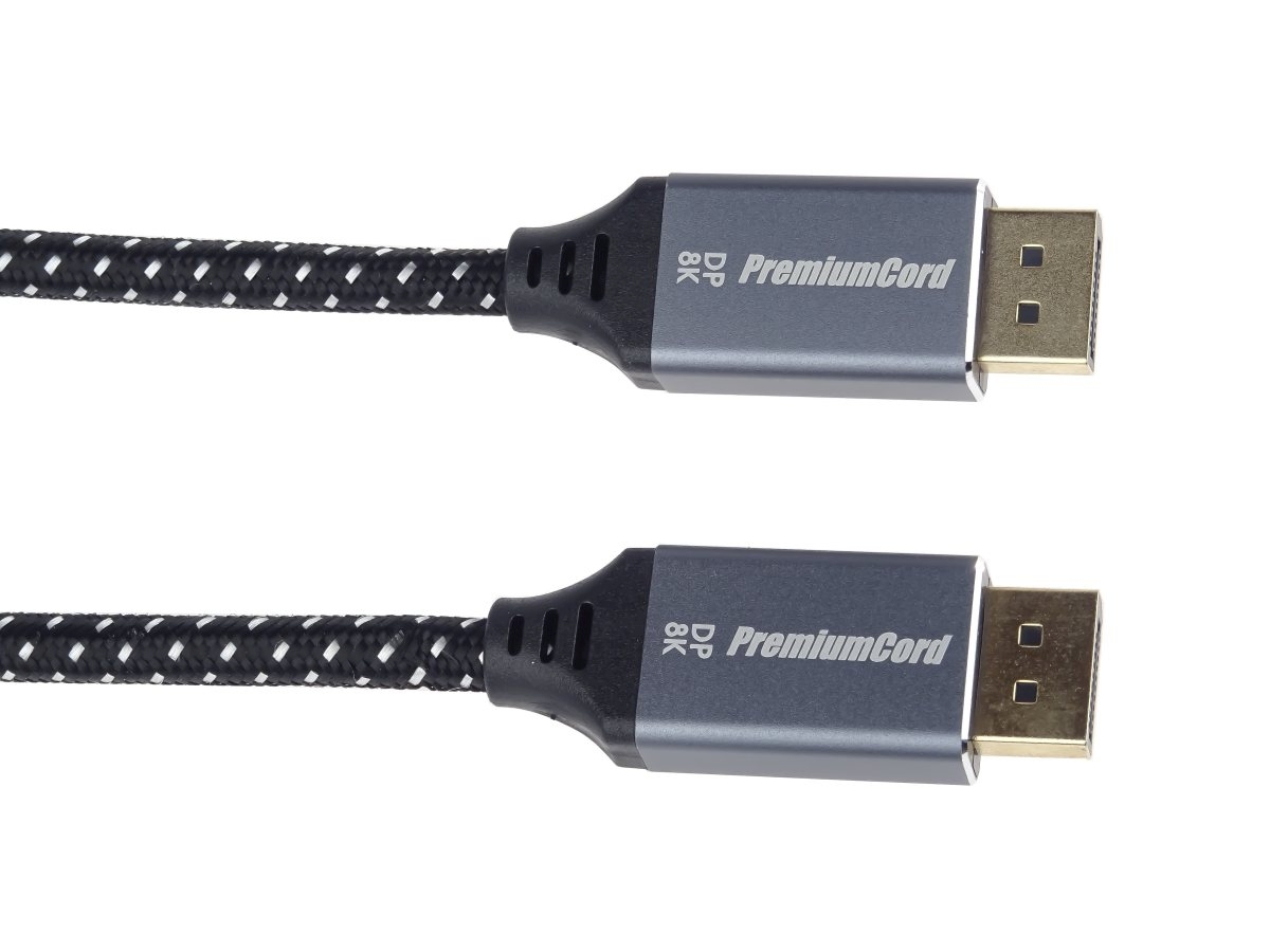 PremiumCord DisplayPort 1.4 prípojný kábel, kovové a pozlátené konektory, 1, 5m 