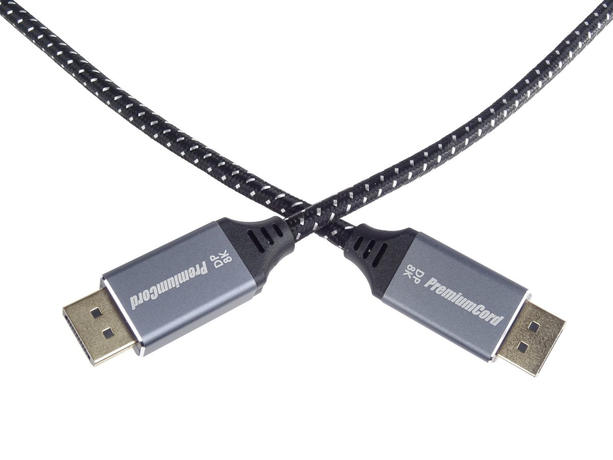 PremiumCord DisplayPort 1.4 přípojný kabel, kovové a zlacené konektory, 1, 5m 