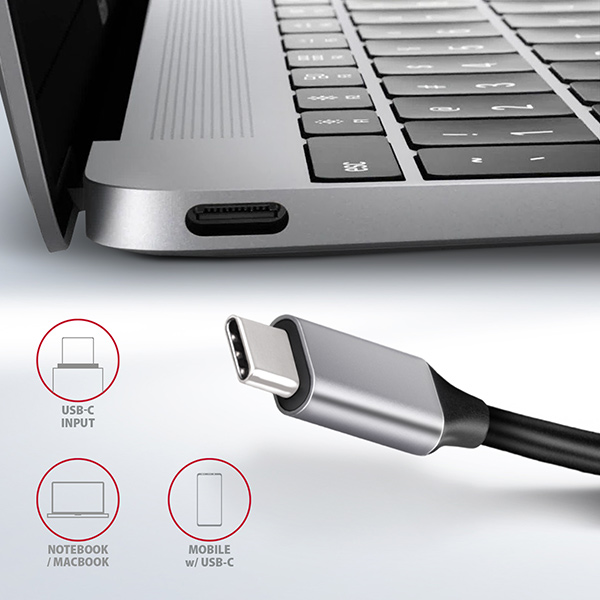 AXAGON HMC-6GL, USB 3.2 Gen 1 hub, 3x USB-A, HDMI 4k/ 30Hz, RJ-45 GLAN, PD 100W, kábel USB-C 20cm 