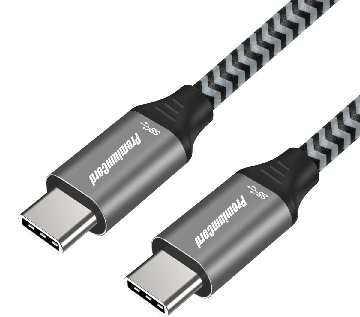 PremiumCord Kábel USB 3.2 Gen 1 USB-C male - USB-C male, bavlnený oplet, 1m 