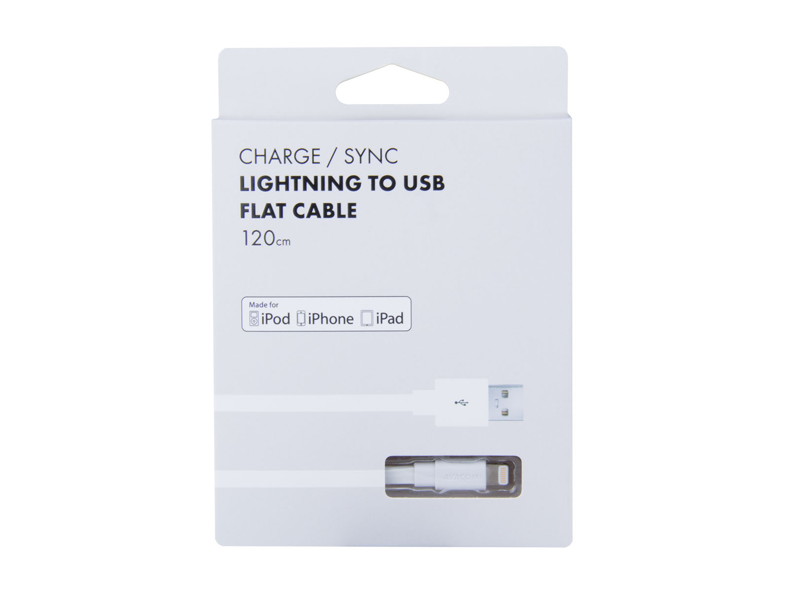 Kábel AVACOM MFI-120W USB - Lightning, MFI certifikácia, 120cm, biela 