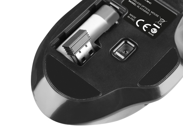 Natec optická myš BLACKBIRD 2/ 1600 DPI/ Kancelářská/ Optická/ Bezdrátová USB/ Černá 