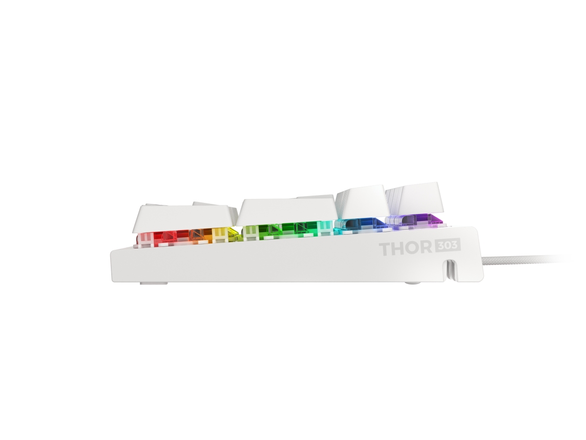 Genesis herná mechanická klávesnica THOR 303/ RGB/ Outemu Brown/ Drôtová USB/ US layout/ Biela 