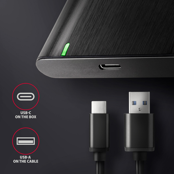 AXAGON EE25-A6C, USB-C 3.2 Gen 1 - SATA 6G 2.5" kovový RAW box, bezšroubkový 