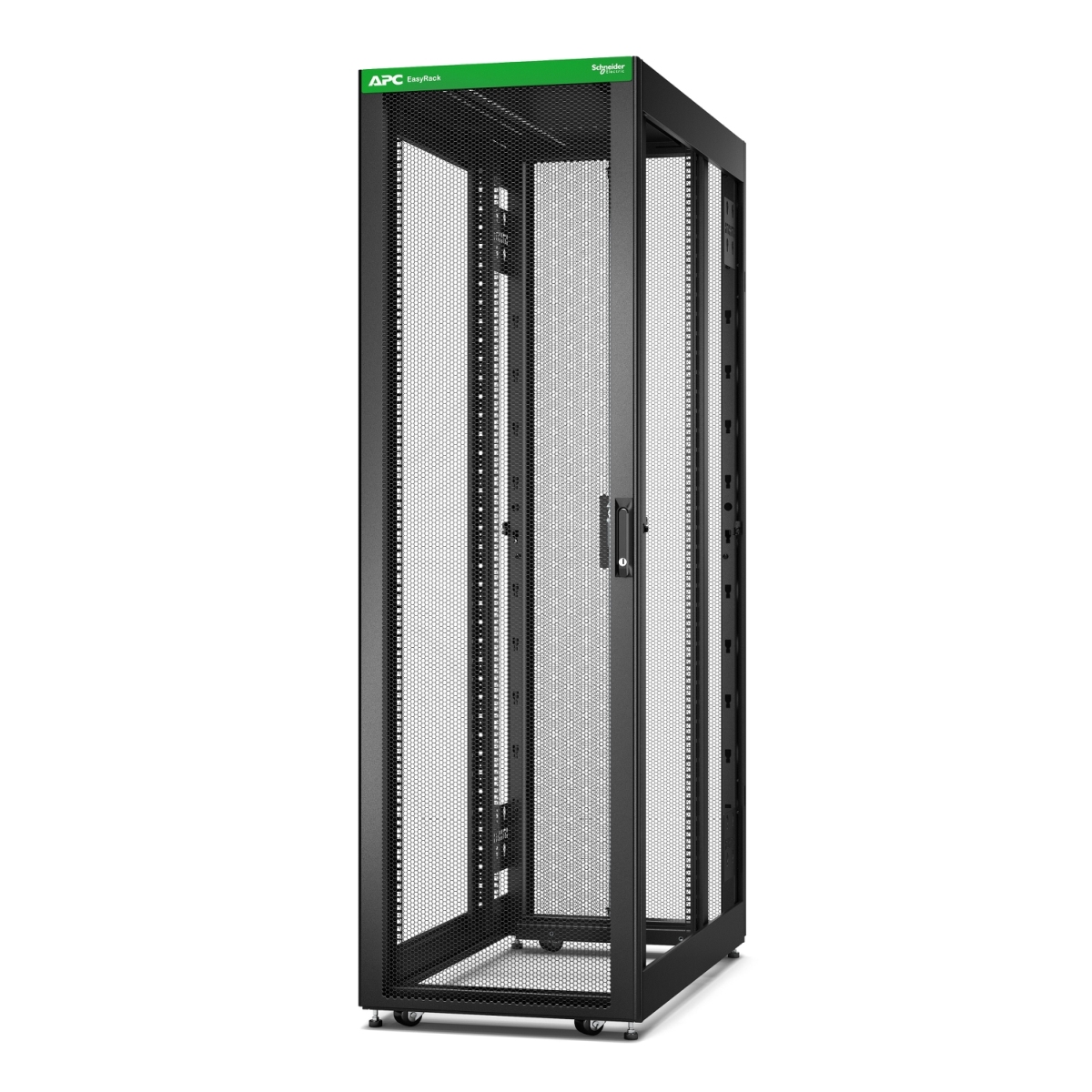APC Easy Rack 600mm/ 42U/ 1200mm,  with Roof,  castors,  feet and 4 Brackets,  No Side panels,  Bottom,  black