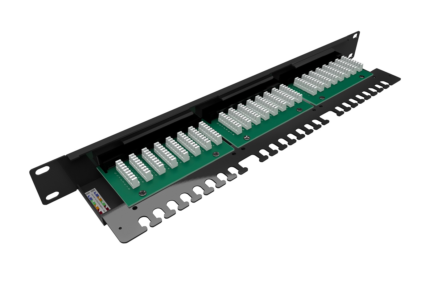 19" patch panel Solarix 24 x RJ45 CAT5E UTP s vyväzovacou lištou 1U SX24L-5E-UTP-BK-N 
