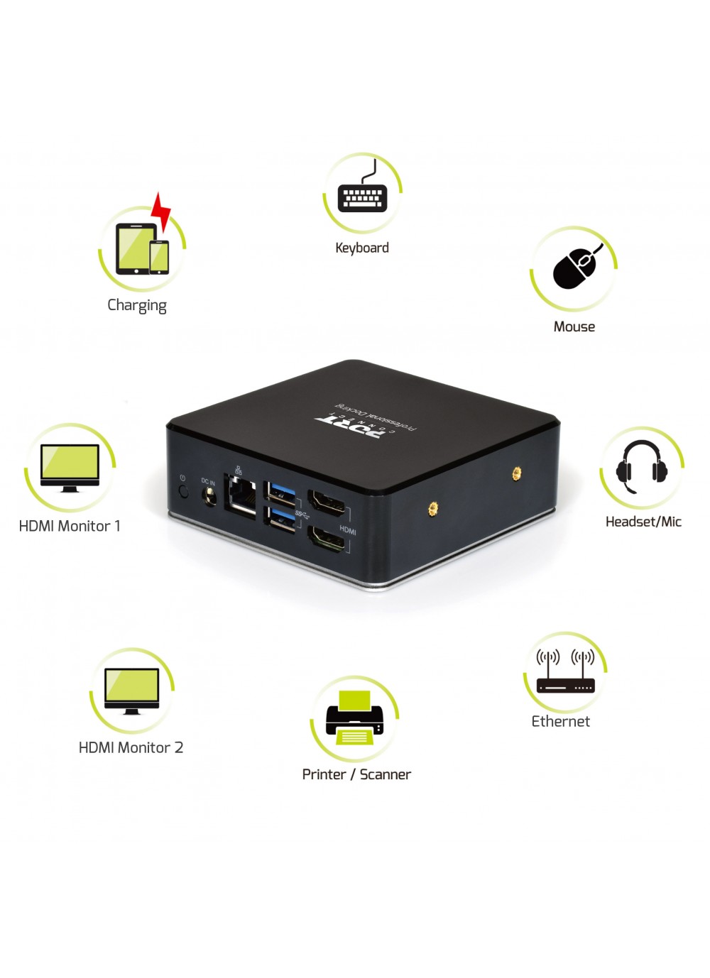 PORT CONNECT Dokovacia stanica 8v1 USB-C, USB-A, dual video, HDMI, Ethernet, audio, USB 3.0 