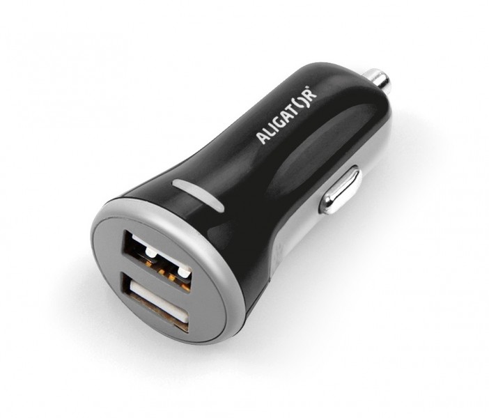 ALIGATOR Chytrá nabíjačka do auta 3.4A, 2xUSB, smart IC, čierna, USB-C kábel 