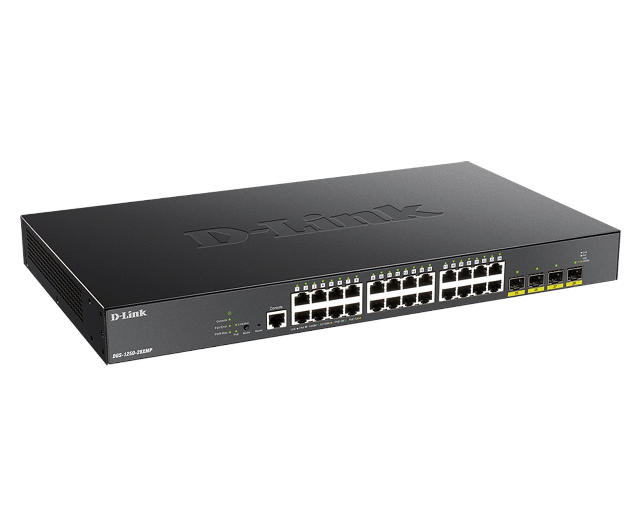 D-Link DGS-1250-28XMP/ E 24-port Gigabit PoE Smart Managed Switch with 4x 10G SFP+ ports, 370Watts 