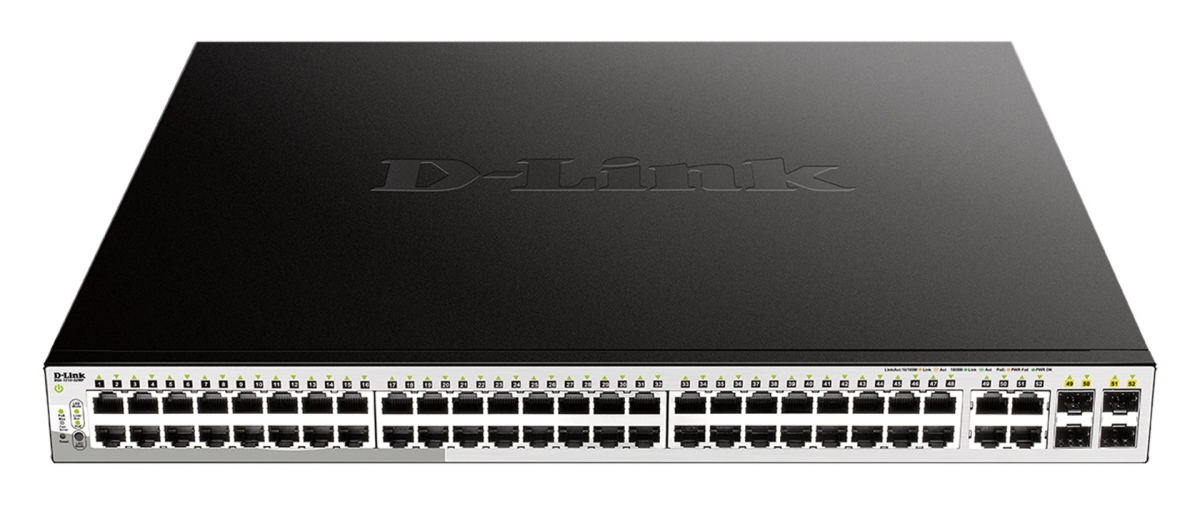 D-Link DGS-1210-52MP L2/ L3 Smart+ PoE switch, 48x GbE PoE+, 4x RJ45/ SFP, PoE 370W