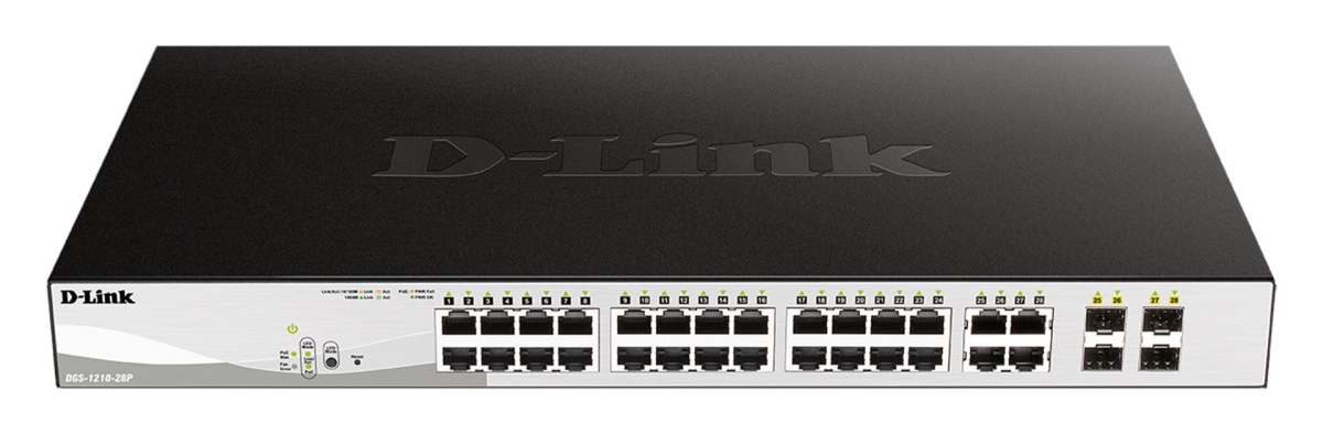 D-Link DGS-1210-28P L2/ L3 Smart+ PoE switch, 24x PoE 10/ 100/ 1000 Base-T, 4x 1000Base-T/ SFP, 193W