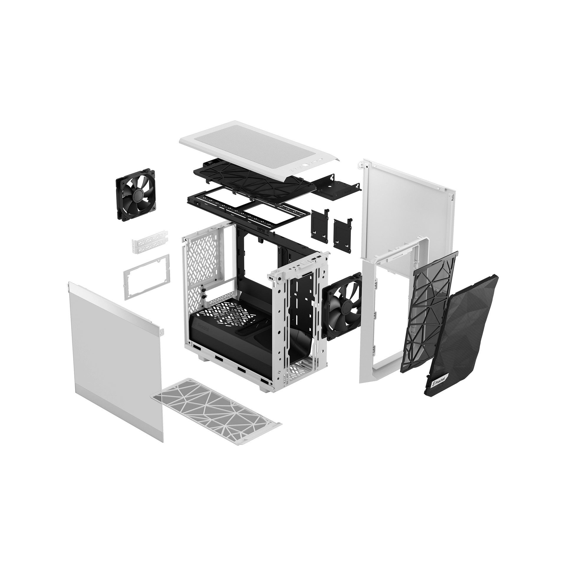 Fractal Design Meshify 2 Nano White TG Clear Tint/ Mini ITX/ Transpar./ Biela 