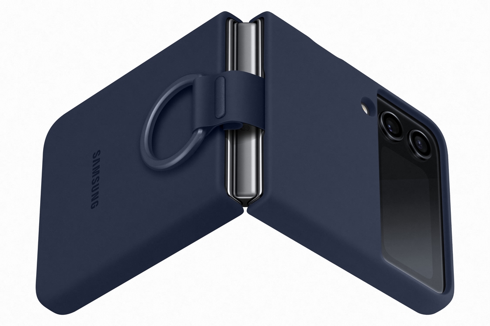 Samsung Silikonový kryt s držákem Z Flip4 Navy 