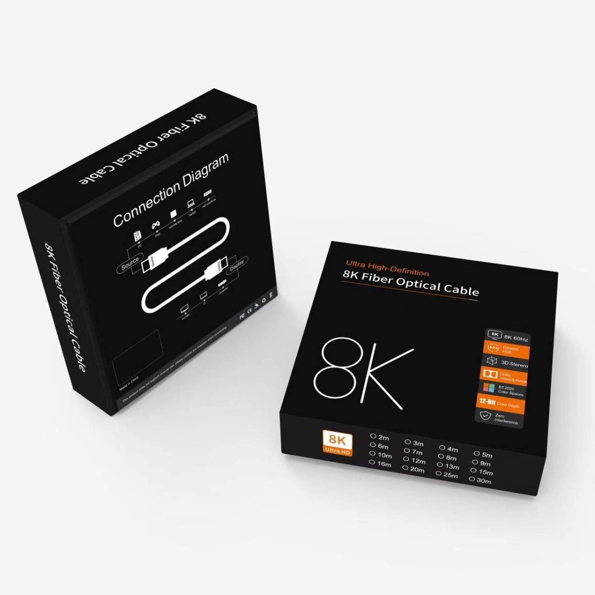 PremiumCord Ultra High Speed HDMI 2.1 optický fiber kábel 8K @ 60Hz, pozlátené 10m 