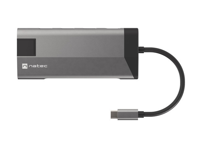 Multifunkčný adaptér 8 v 1 Natec FOWLER PLUS HUB USB 3.0 3X, HDMI 4K, USB-C PD, RJ45, SD, MICRO NMP-1690