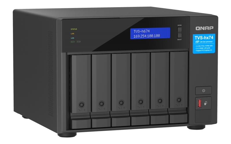 QNAP TVS-h674-i5-32G (6core 4, 4GHz, ZFS, 32GB RAM, 6x SATA, 2x M.2 NVMe, 2x PCIe, 2x 2, 5GbE, HDMI) 