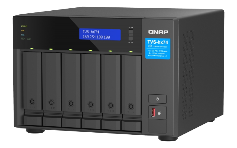 QNAP TVS-h674-i5-32G (6core 4, 4GHz, ZFS, 32GB RAM, 6x SATA, 2x M.2 NVMe, 2x PCIe, 2x 2, 5GbE, HDMI) 