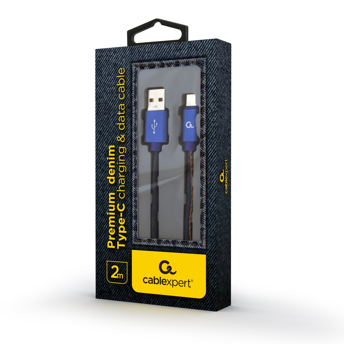 Gembird oplietaný denim USB-A/ USB-C kábel 2m 
