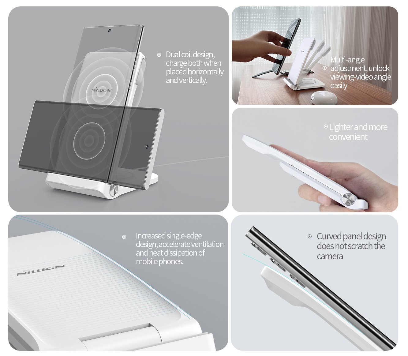 Nillkin PowerTrio 3v1 Bezdrôtová Nabíjačka pre Samsung Watch White 