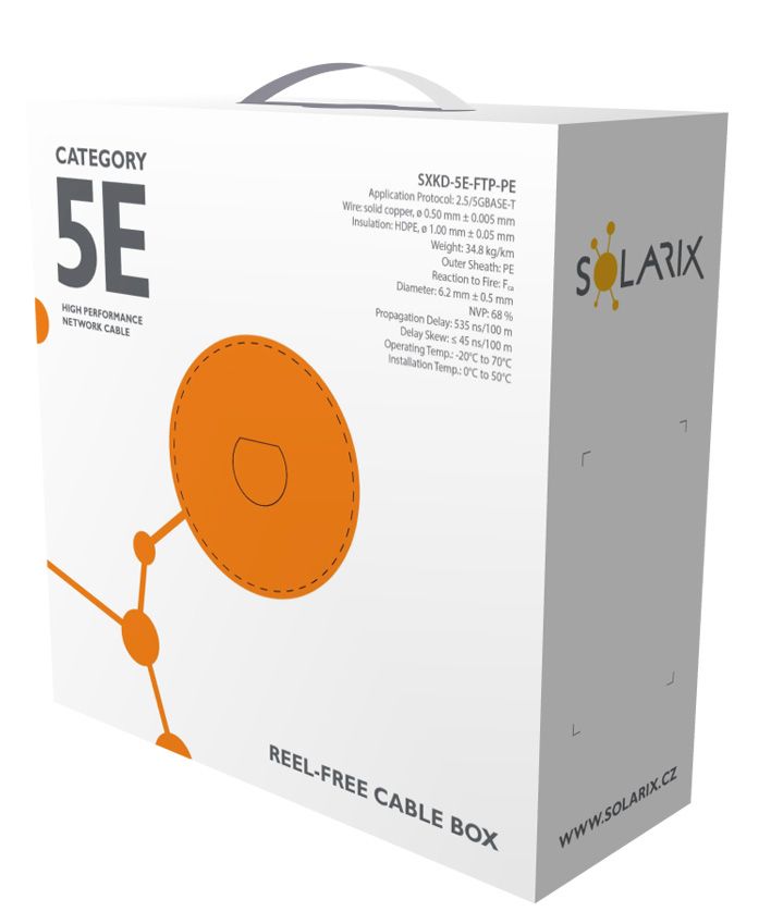Instalační kabel Solarix CAT5E FTP PE Fca venkovní 100m/ box SXKD-5E-FTP-PE 