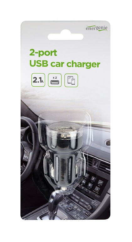 Gembird 2x USB nabíjačka do auta 2, 1 A, čierna 