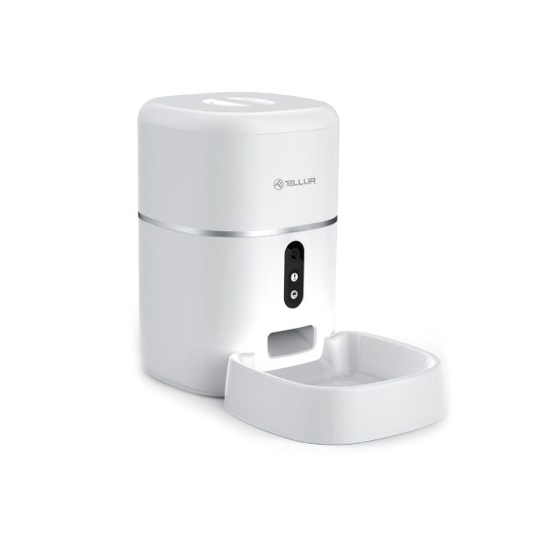 Tellur WiFi Smart Pet Feeder-food dispenser, UltraHD camera, 4L, white