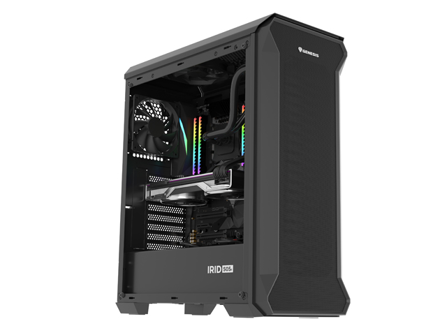 Počítačová skriňa Genesis IRID 505F/ Midi Tower/ Transpar./ Čierna 