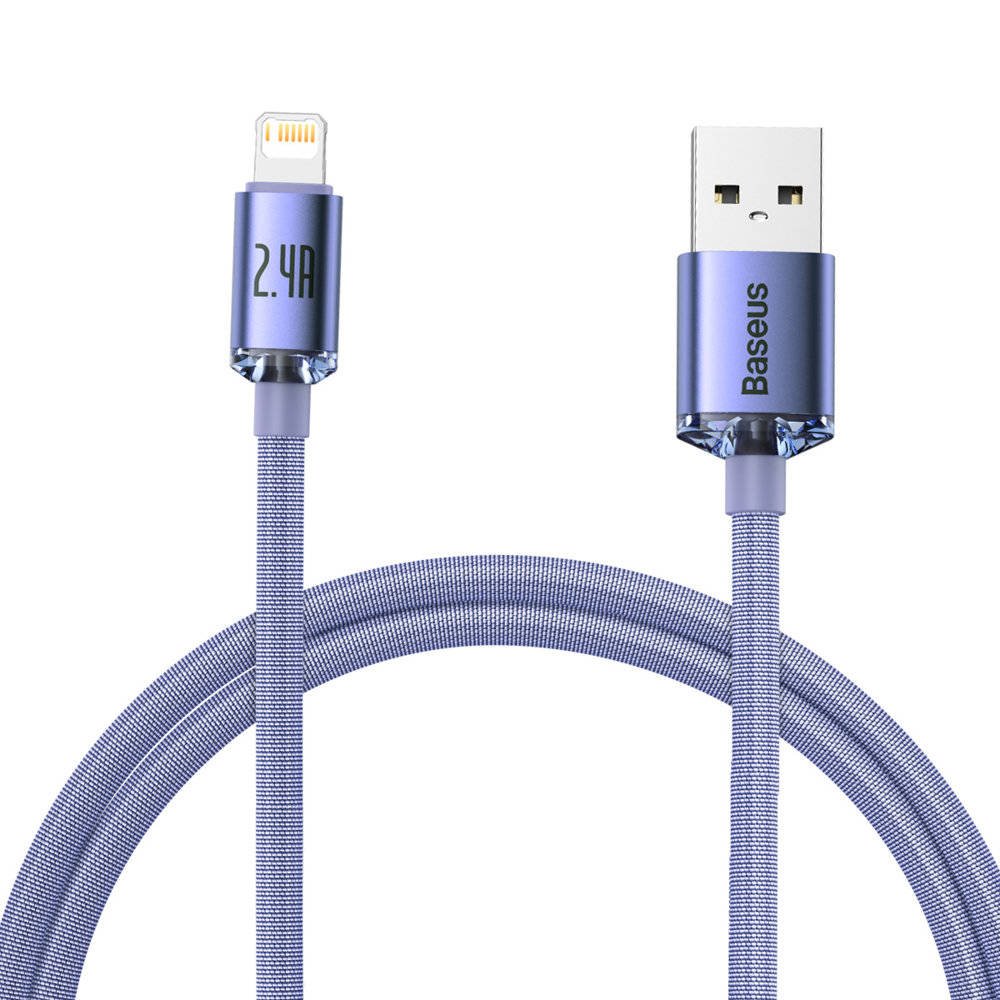 Baseus CAJY000005 Crystal Shine Series Dátový Kábel USB - Lightning 20W 1, 2m Purple