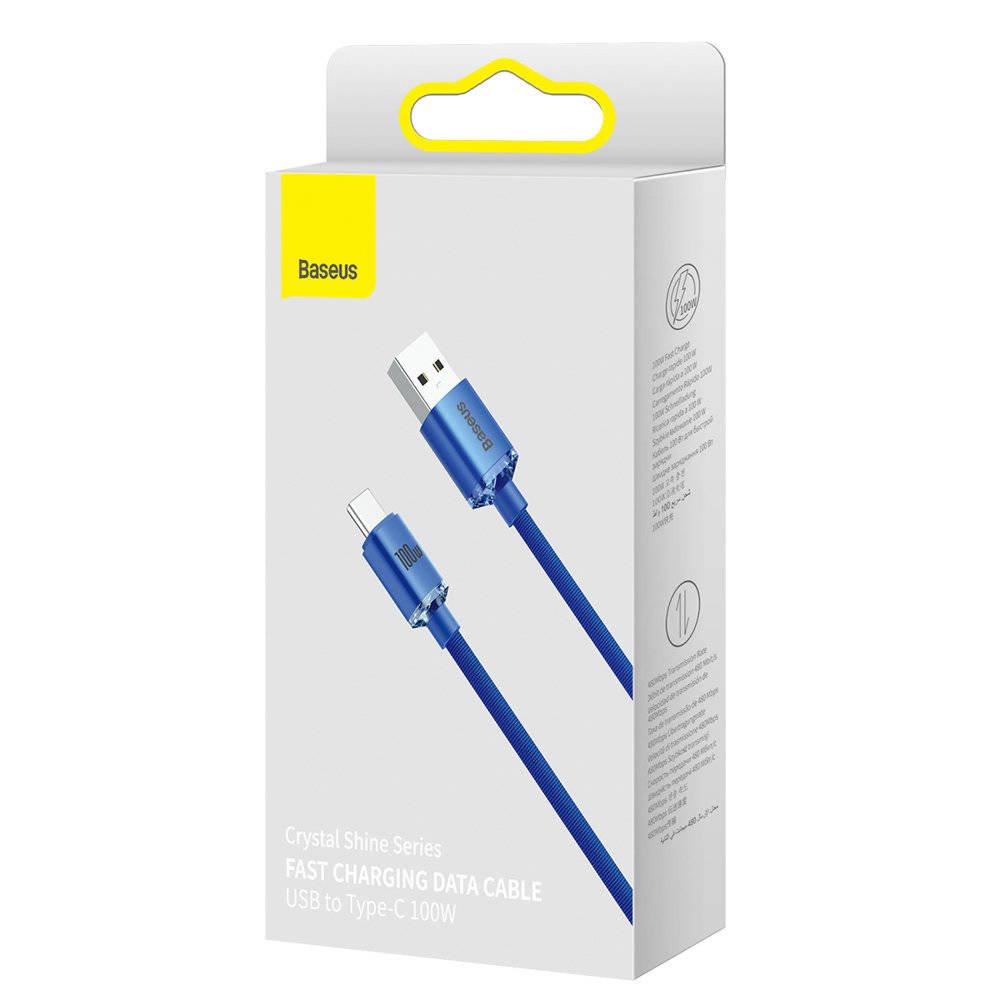 Baseus CAJY000403 Crystal Shine Series Dátový Kábel USB - USB-C 100W 1, 2m Blue 