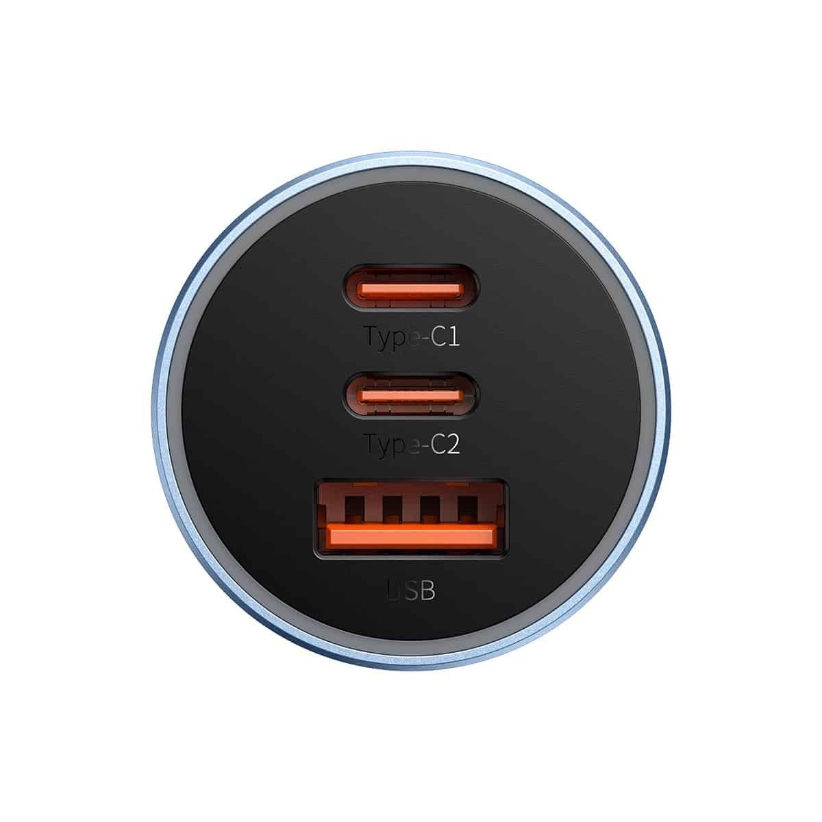 Baseus CGJP010013 Nabíjačka do Autá Triple Quick Charger USB/ USB-C/ USB-C 65W Dark Grey 