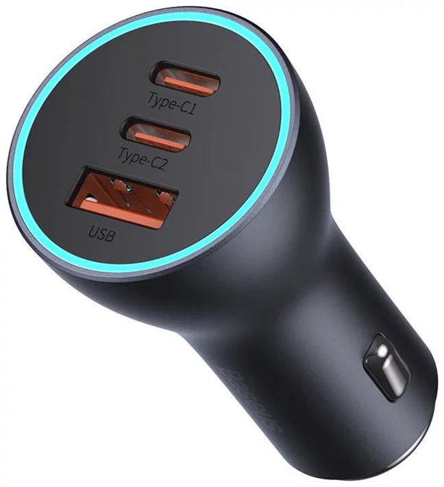 Baseus CGJP010013 Nabíjačka do Autá Triple Quick Charger USB/ USB-C/ USB-C 65W Dark Grey 