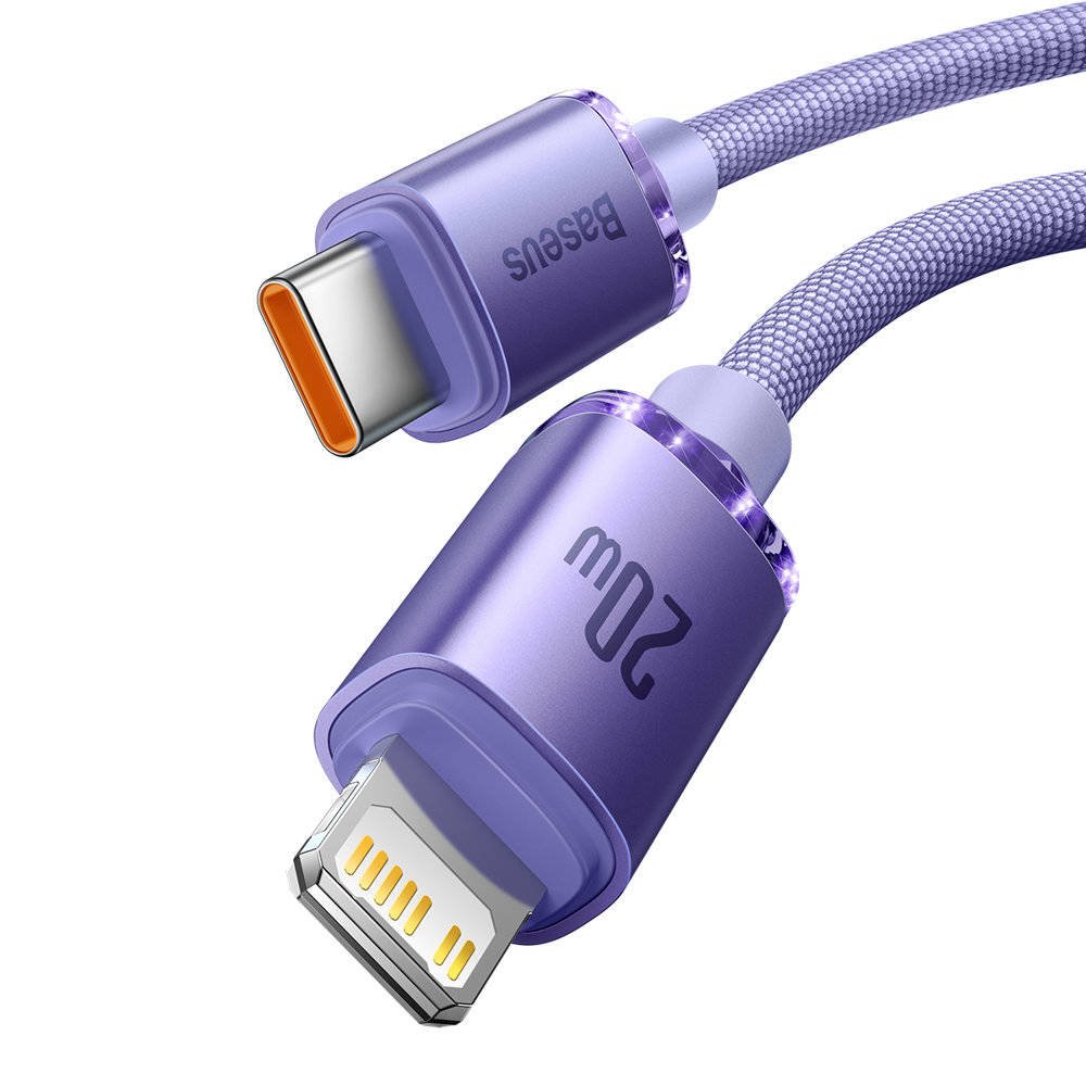 Baseus CAJY000205 Crystal Shine Series Datový Kabel USB-C - Lightning 20W 1, 2m Purple 