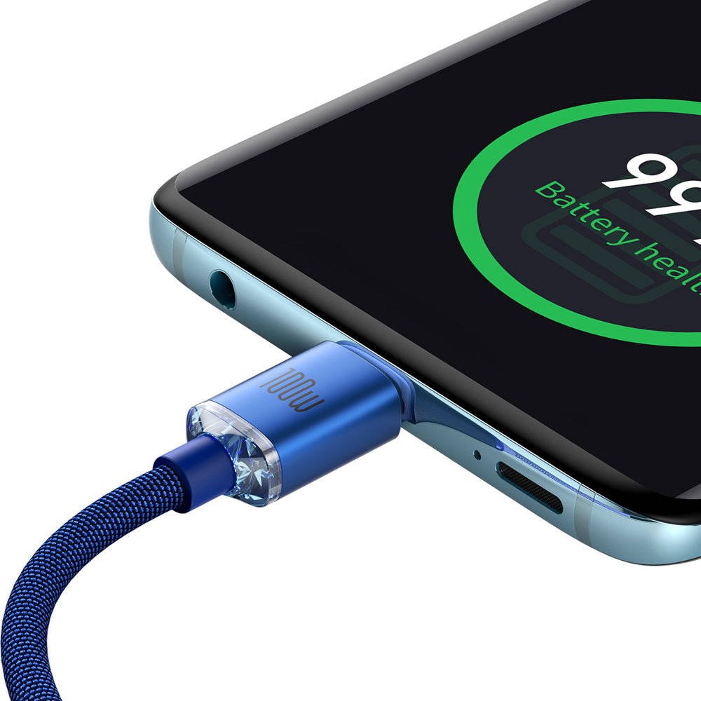 Baseus CAJY000703 Crystal Shine Series Dátový Kábel USB-C - USB-C 100W 2m Blue 