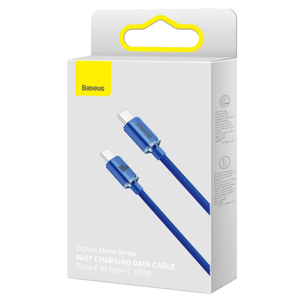 Baseus CAJY000703 Crystal Shine Series Datový Kabel USB-C - USB-C 100W 2m Blue 