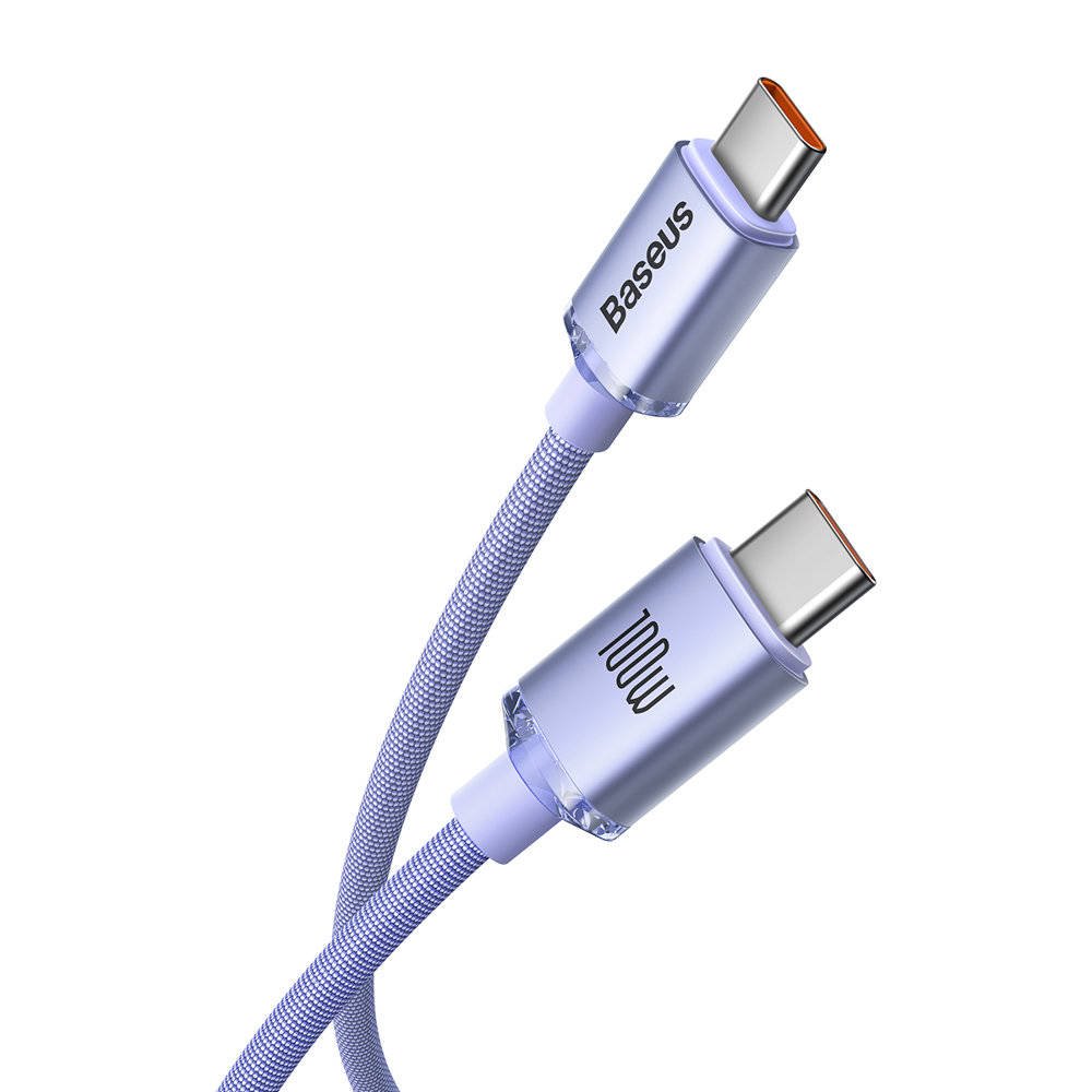 Baseus CAJY000605 Crystal Shine Series Dátový Kábel USB-C - USB-C 100W 1, 2m Purple 