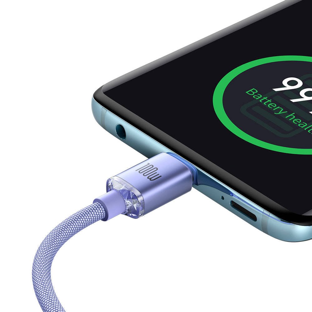 Baseus CAJY000605 Crystal Shine Series Dátový Kábel USB-C - USB-C 100W 1, 2m Purple 