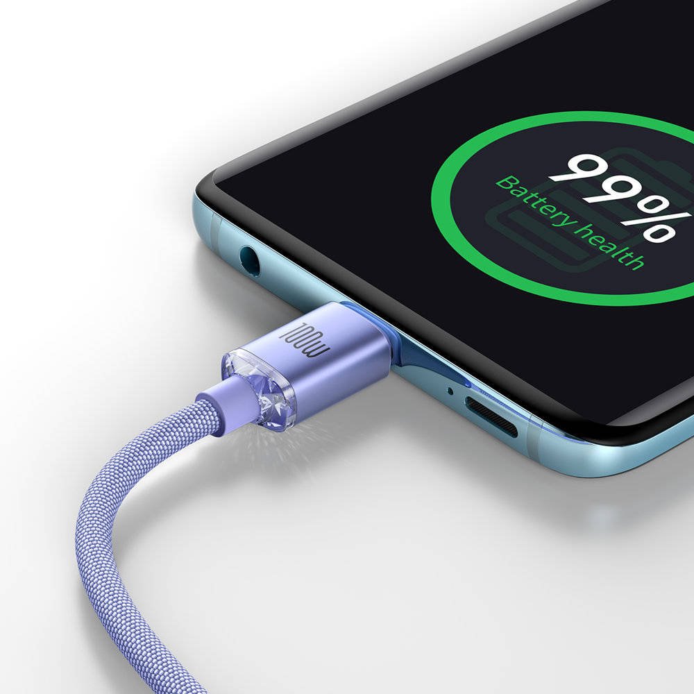Baseus CAJY000605 Crystal Shine Series Dátový Kábel USB-C - USB-C 100W 1, 2m Purple 
