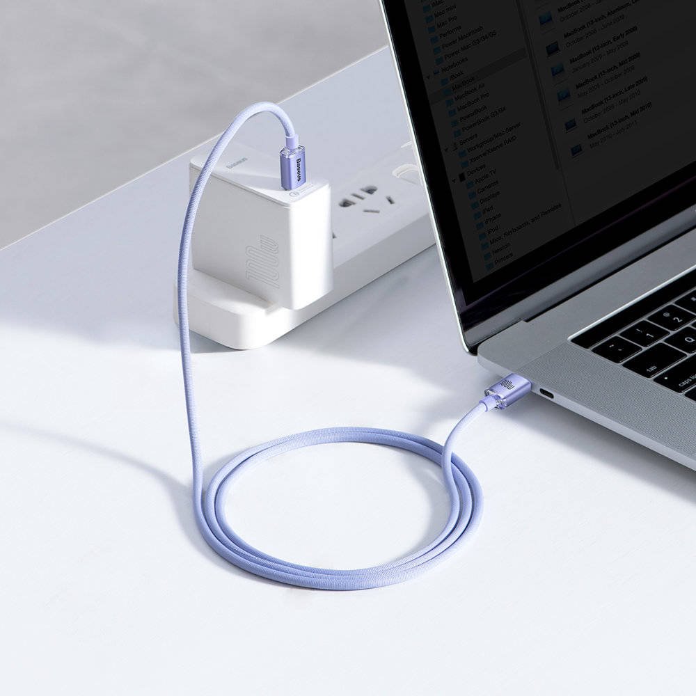 Baseus CAJY000605 Crystal Shine Series Dátový Kábel USB-C - USB-C 100W 1, 2m Purple 